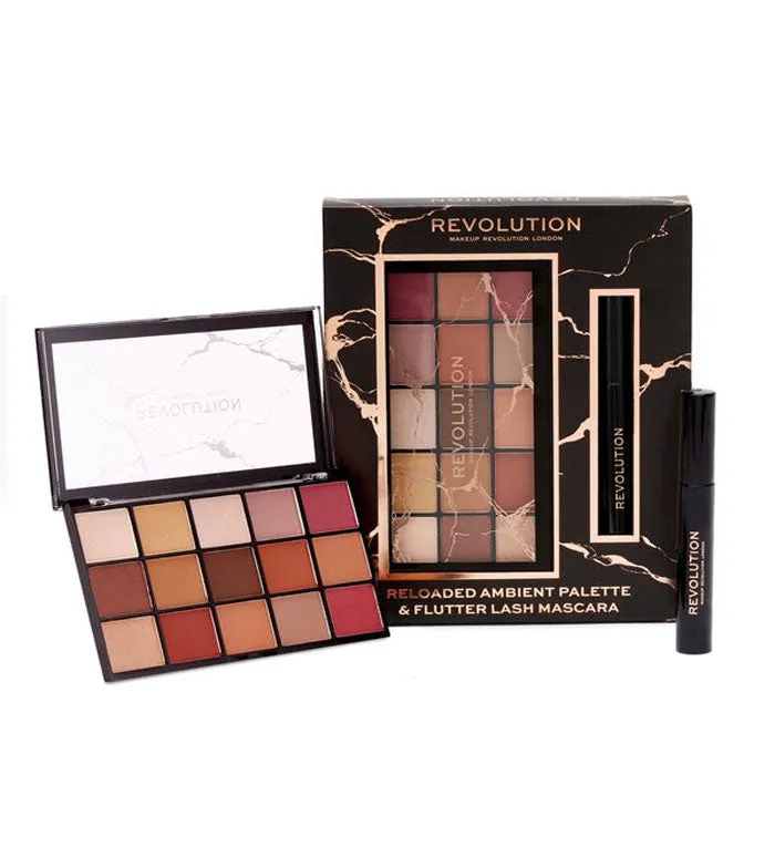 REVOLUTION  SET DE REGALO CON PALETA DE SOMBRAS RELOADED AMBIENT Y MáSCARA DE PESTAAS FLUTTER LASH