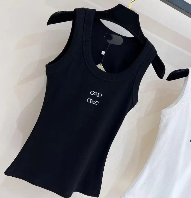 Ropa de diseñador para mujeres chalecos knits de cultivo tops camiseta para mujer algodón puro alfabeto estirado bordado bordado