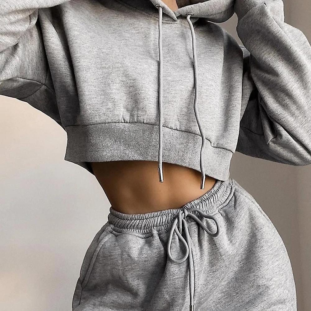 Ropa deportiva de 2 piezas para mujeres sudadera con capucha abierta con capucha tops pantalones de joggers color sólido