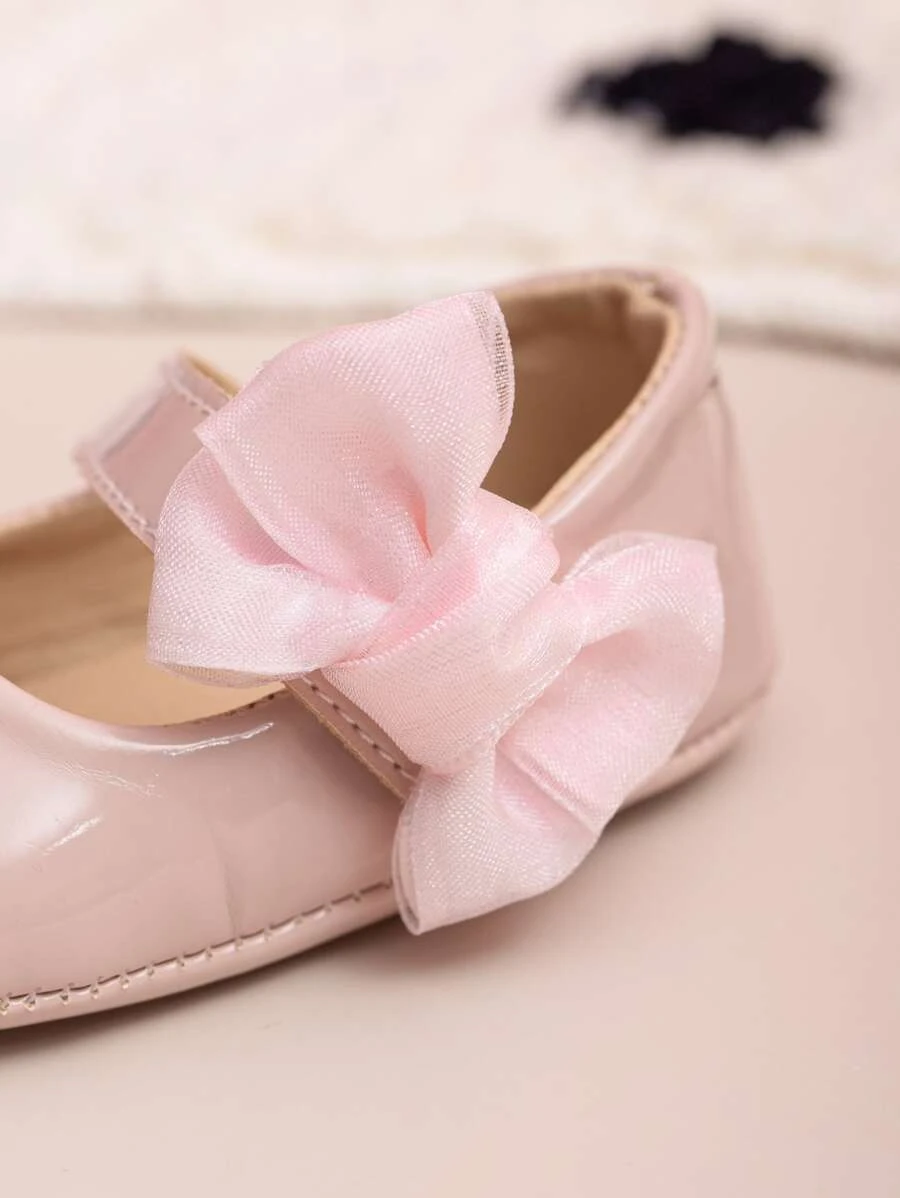 RosaArte Zapatos de Bebé para Niñas con Lazo Rosa