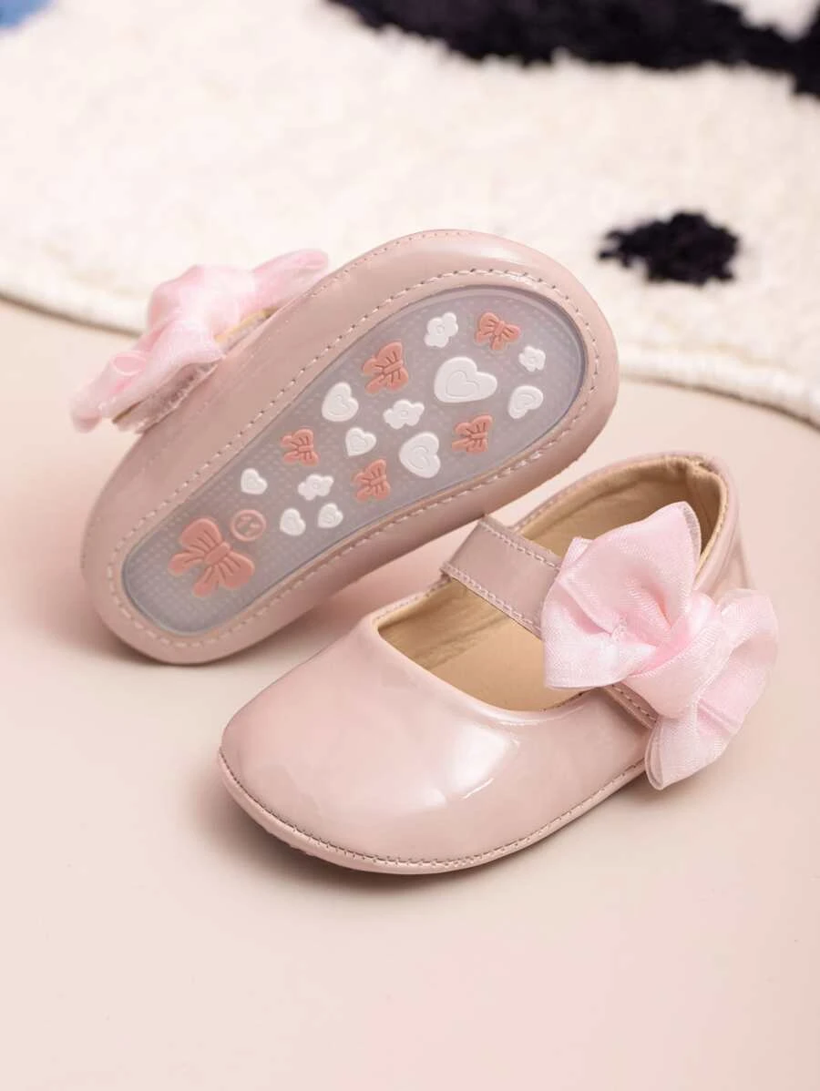RosaArte Zapatos de Bebé para Niñas con Lazo Rosa