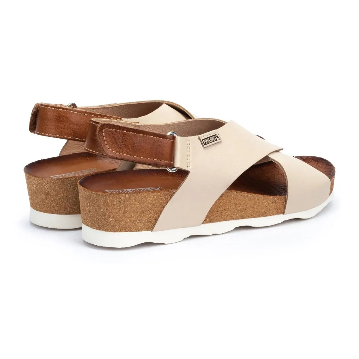 Sandalia de mujer Mahon Pikolinos con cuña en crudo Pk0912