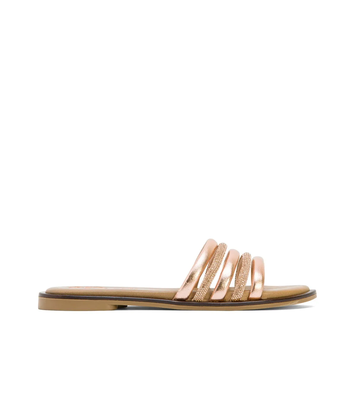 SANDALIA PLANA CON BRILLANTES ROSE CLEO