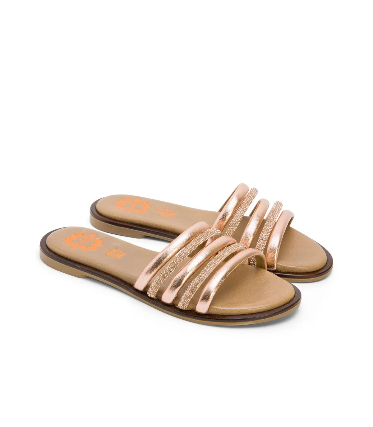 SANDALIA PLANA CON BRILLANTES ROSE CLEO