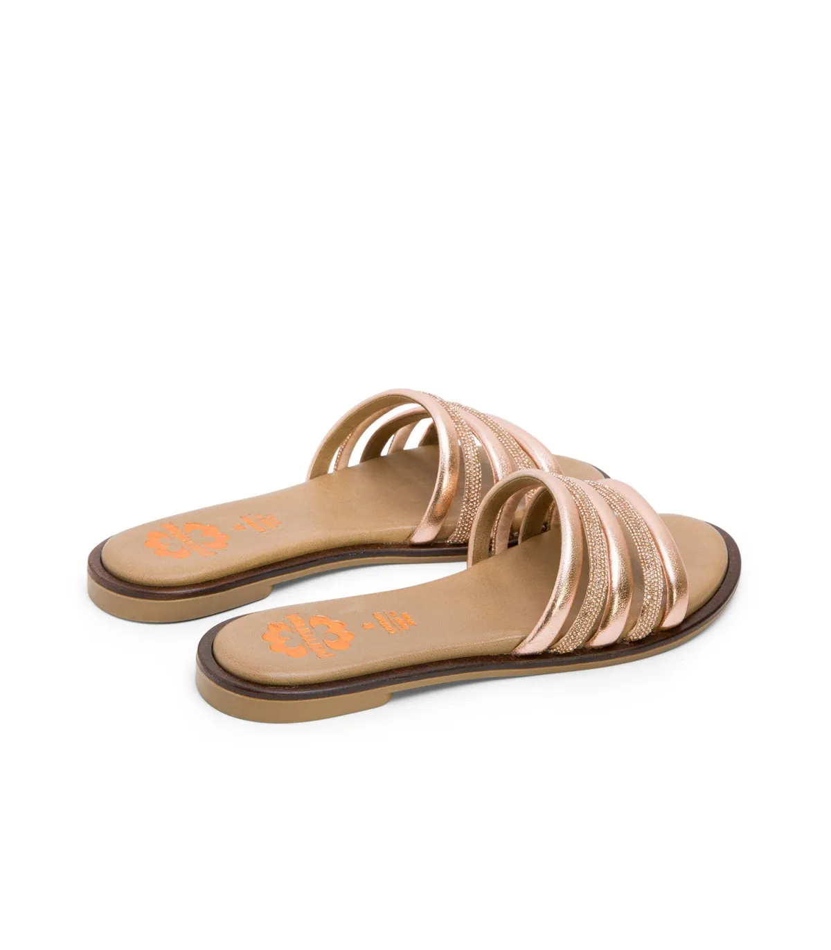 SANDALIA PLANA CON BRILLANTES ROSE CLEO