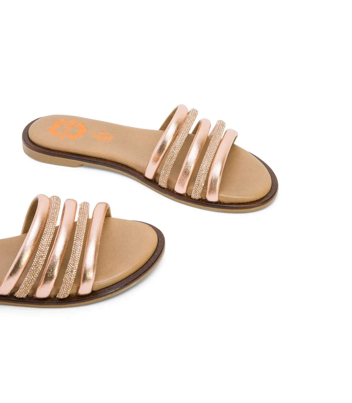 SANDALIA PLANA CON BRILLANTES ROSE CLEO
