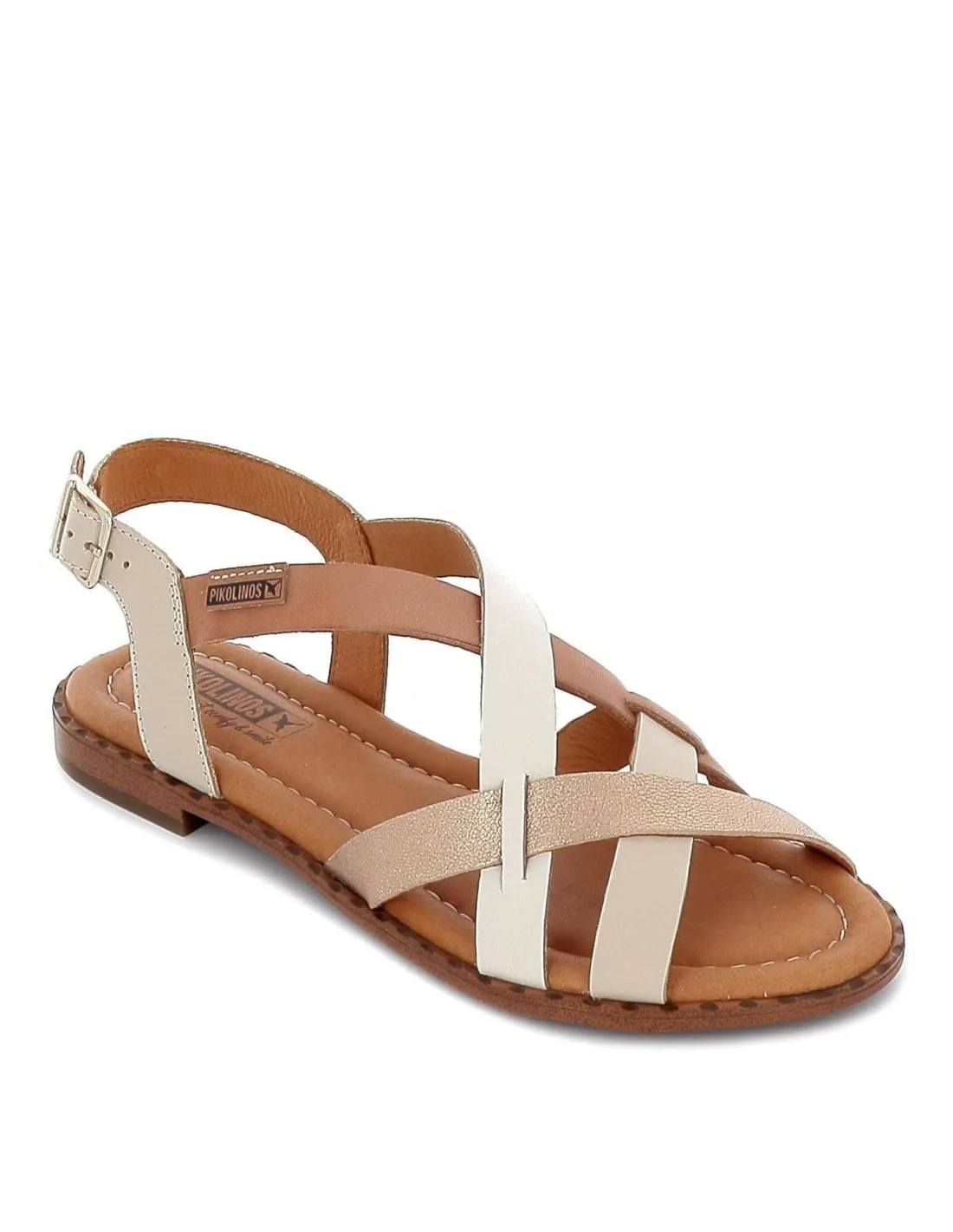 Sandalia plana de tiras multicolor para mujer Pikolinos