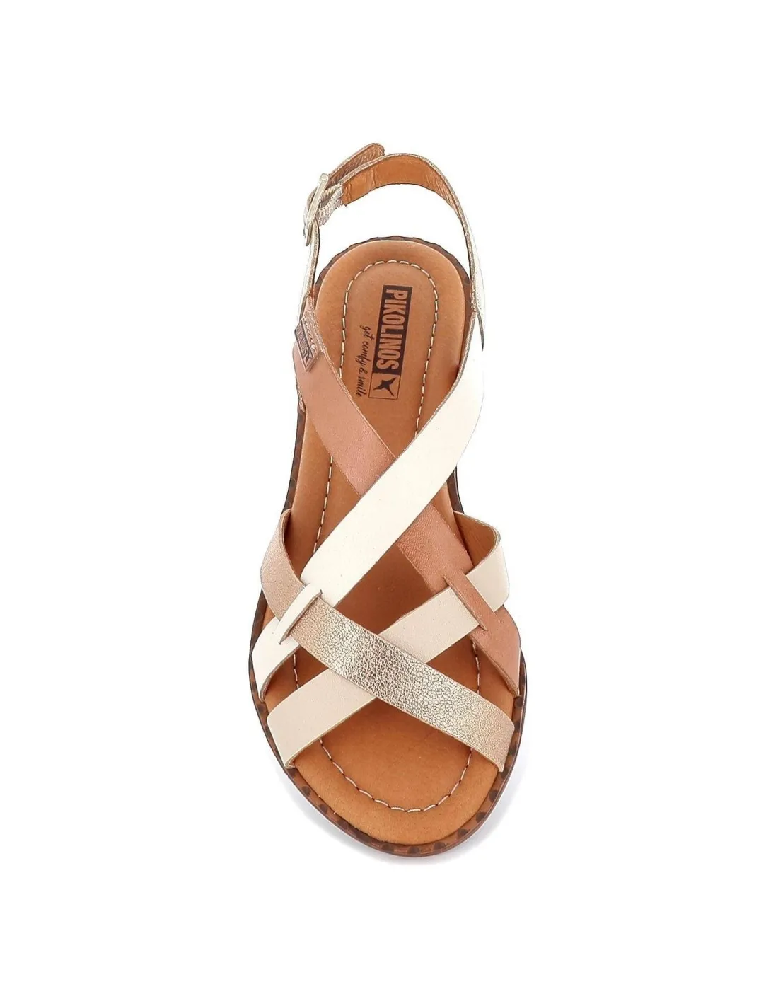 Sandalia plana de tiras multicolor para mujer Pikolinos