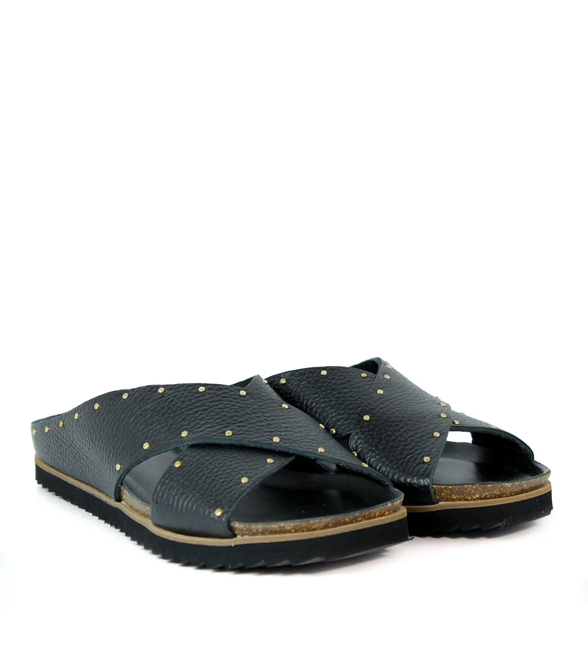 SANDALIAS BIO DE PIEL CON TACHUELAS NEGRO TAKE ME MOR
