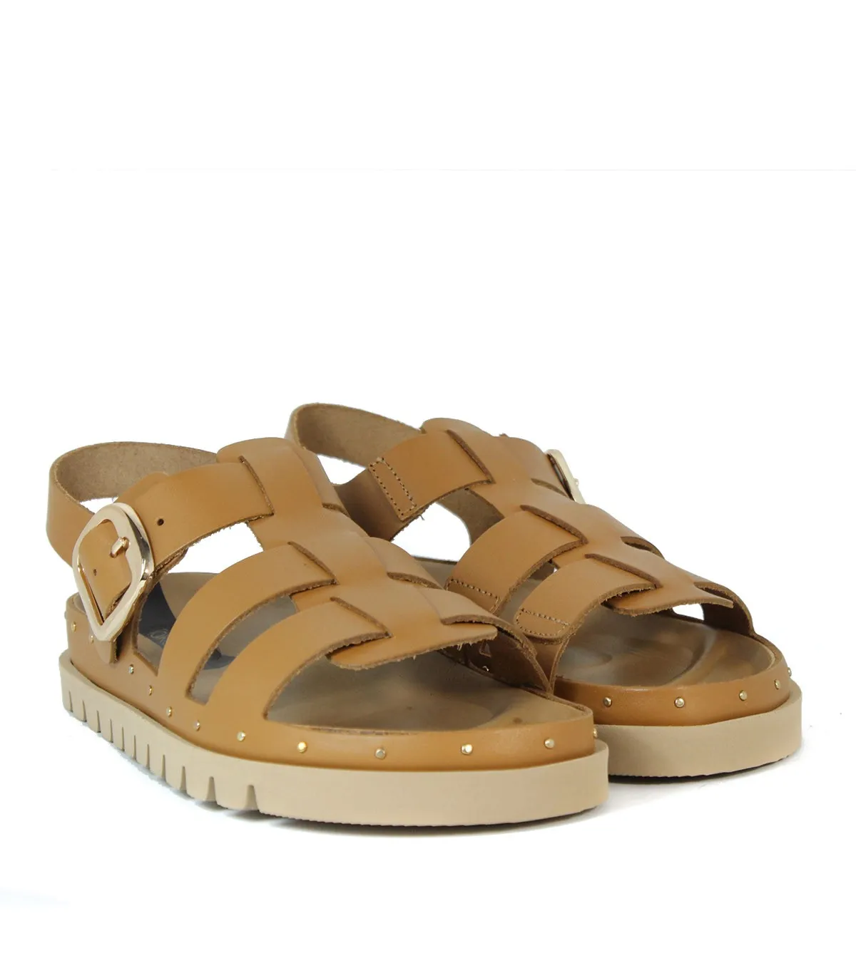 SANDALIAS BIO DE PIEL CON TACHUELAS TAKE ME TELL CUERO