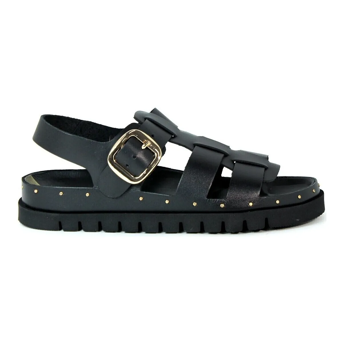 SANDALIAS BIO DE PIEL CON TACHUELAS  TELL NEGRO