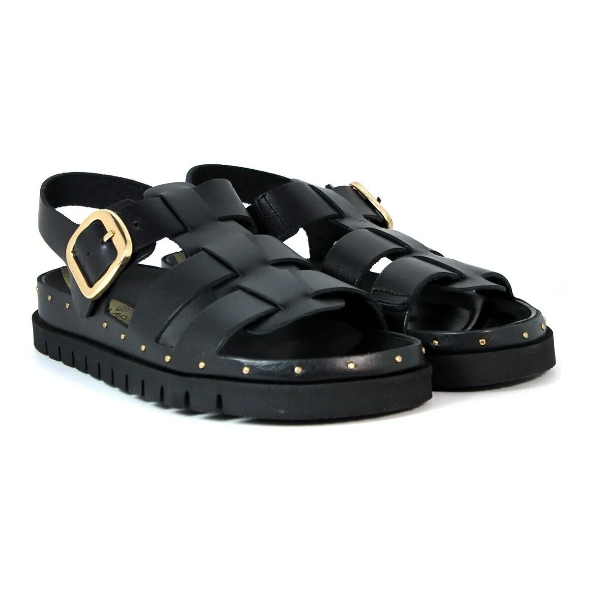 SANDALIAS BIO DE PIEL CON TACHUELAS  TELL NEGRO