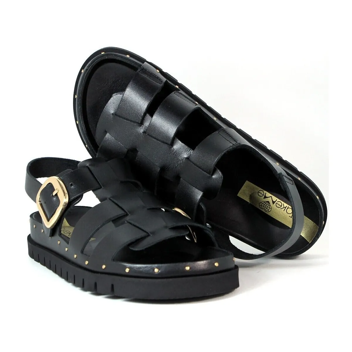 SANDALIAS BIO DE PIEL CON TACHUELAS  TELL NEGRO