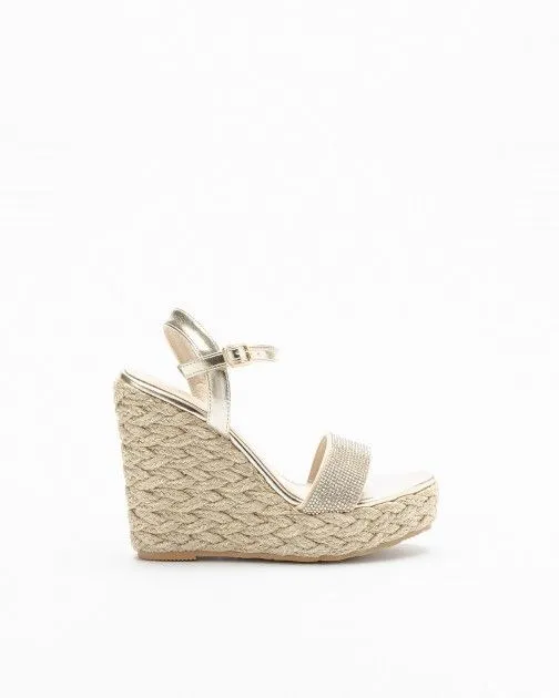 SANDALIAS CON CUñA GLOSS L2365E5 DORADO