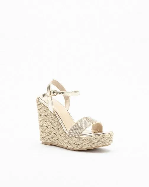 SANDALIAS CON CUñA GLOSS L2365E5 DORADO