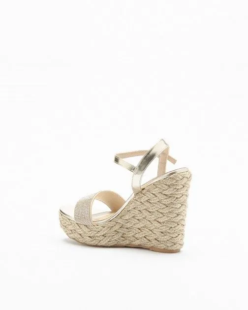 SANDALIAS CON CUñA GLOSS L2365E5 DORADO