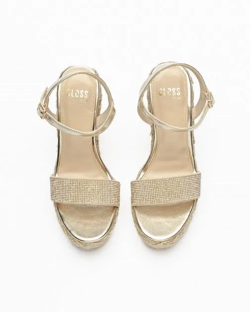 SANDALIAS CON CUñA GLOSS L2365E5 DORADO