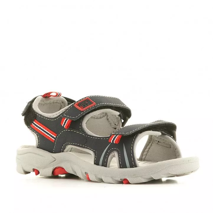 sandalias Gioseppo azules con dos tiras y detalles en rojo
