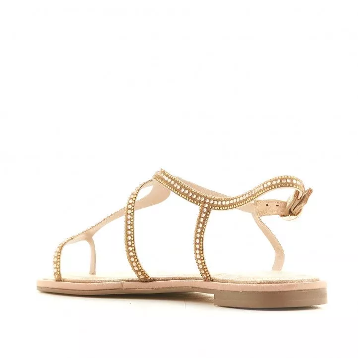 Sandalias planas Alma en pena beige con brillantes