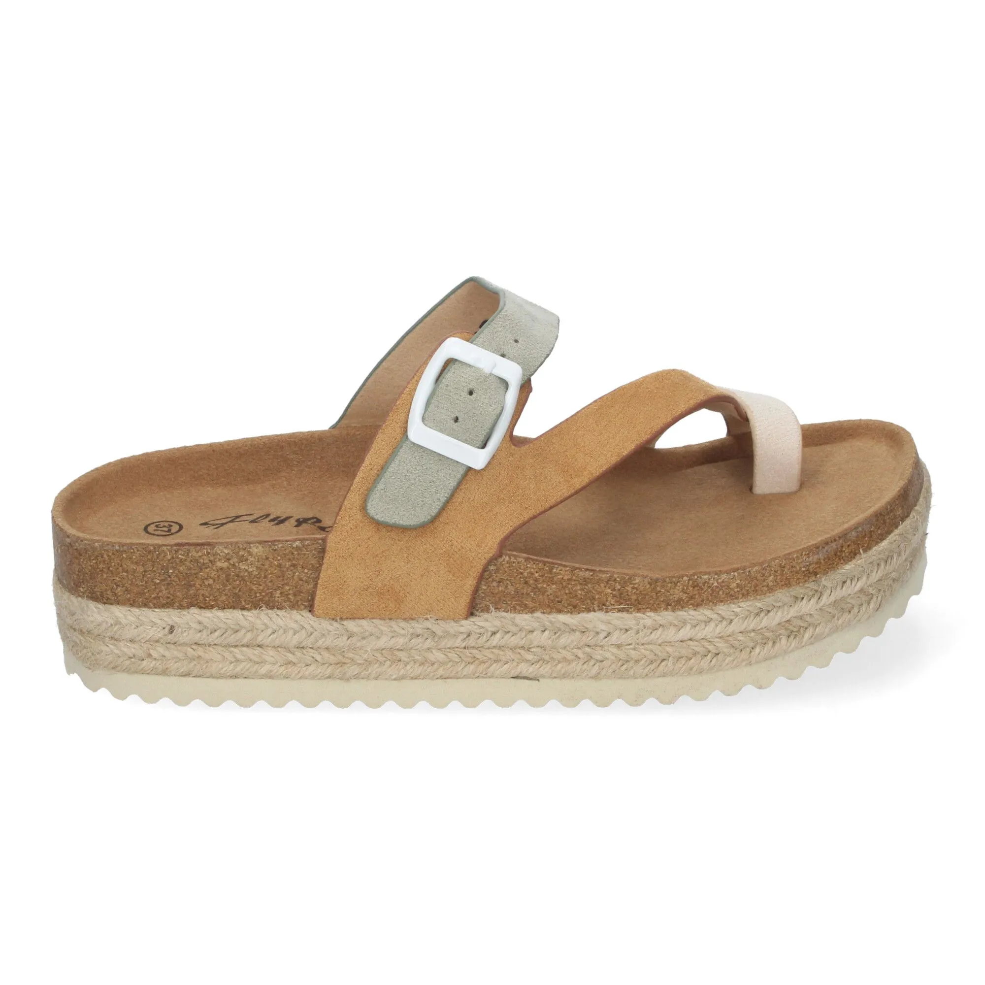 SANDALIAS PLANAS DE PLATAFORMA EN YUTE PARA MUJER MODA COLOR CAMEL M266