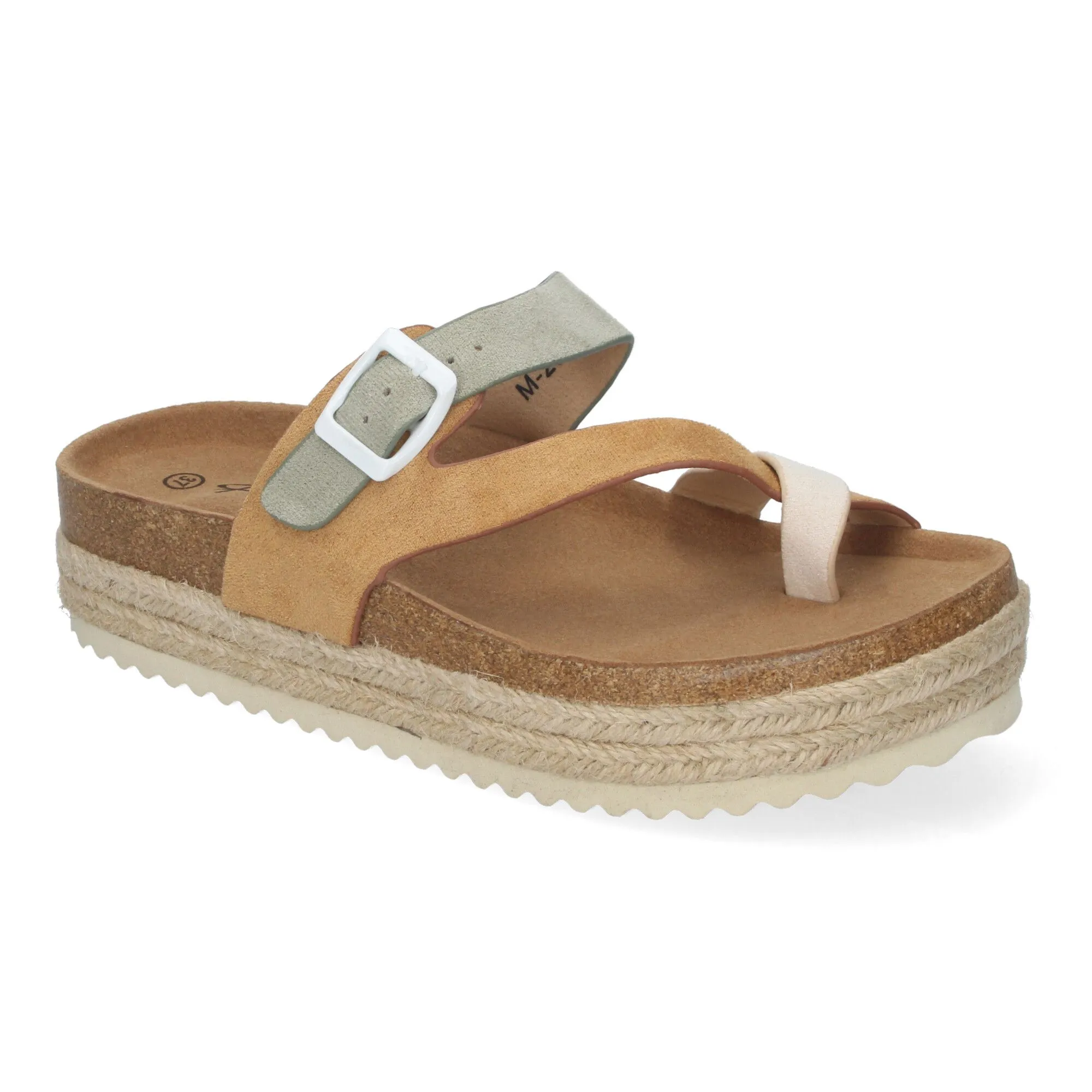 SANDALIAS PLANAS DE PLATAFORMA EN YUTE PARA MUJER MODA COLOR CAMEL M266