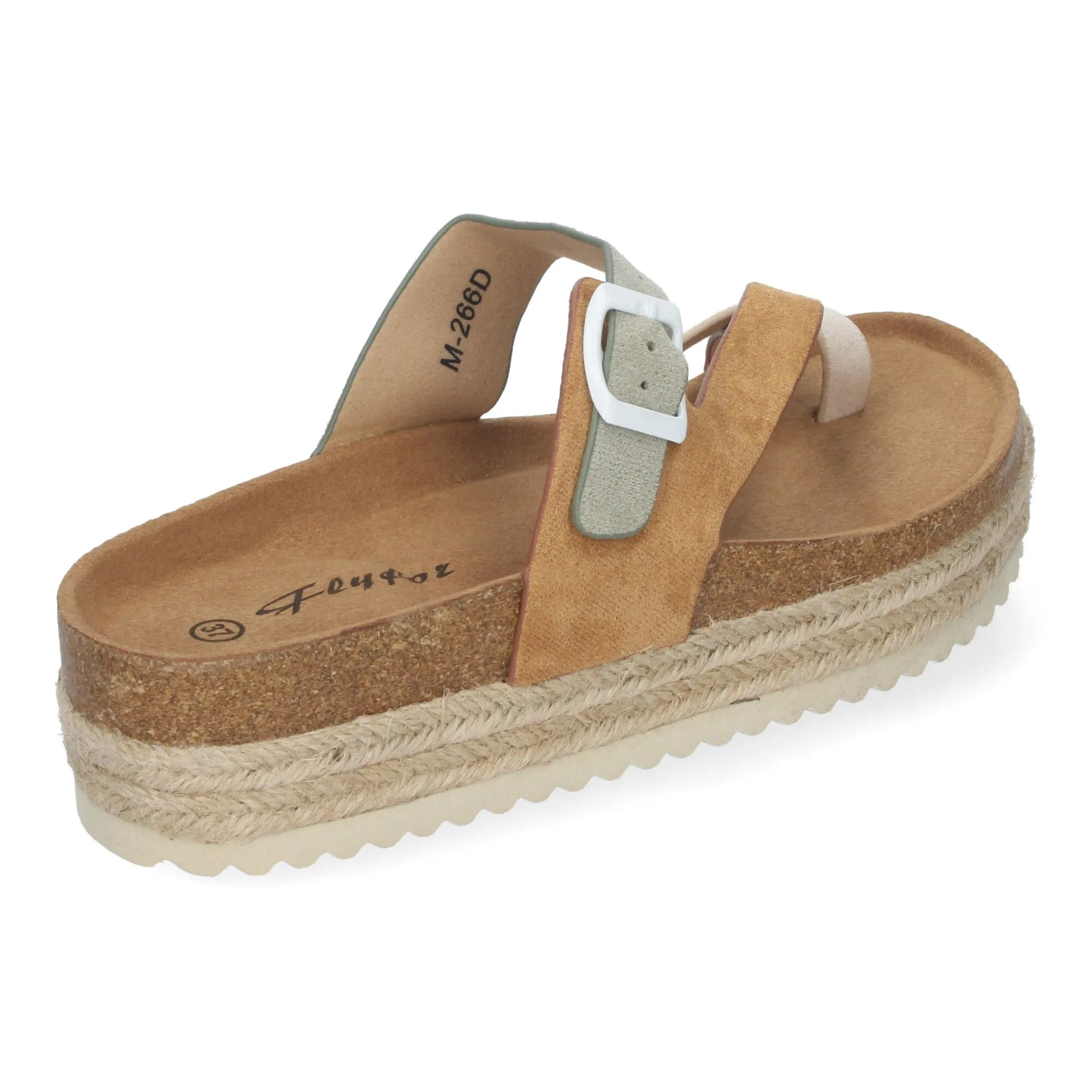 SANDALIAS PLANAS DE PLATAFORMA EN YUTE PARA MUJER MODA COLOR CAMEL M266