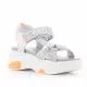 Sandalias plataformas Replay plateadas con detalles naranjas