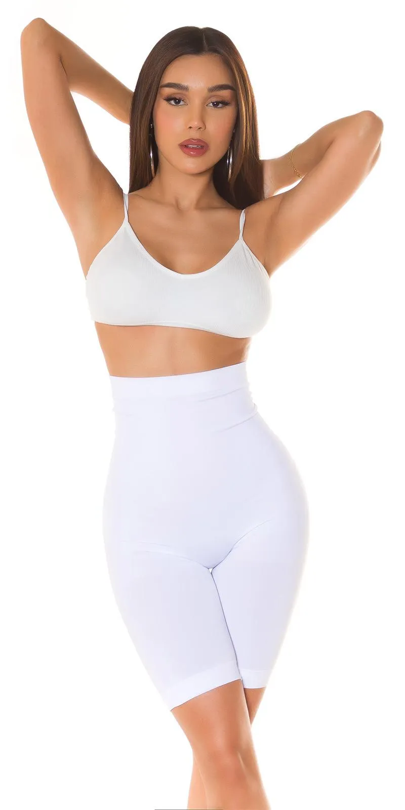 Shorts deportivo blanco cintura alta 