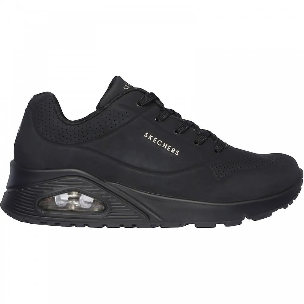 Skechers Uno Stand On Air para mujer | Negro | Zapatilla de moda con cordones para mujer