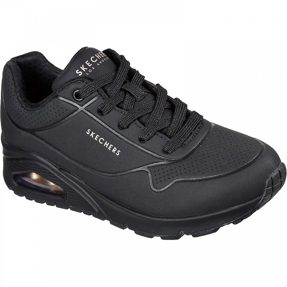 Skechers Uno Stand On Air para mujer | Negro | Zapatilla de moda con cordones para mujer