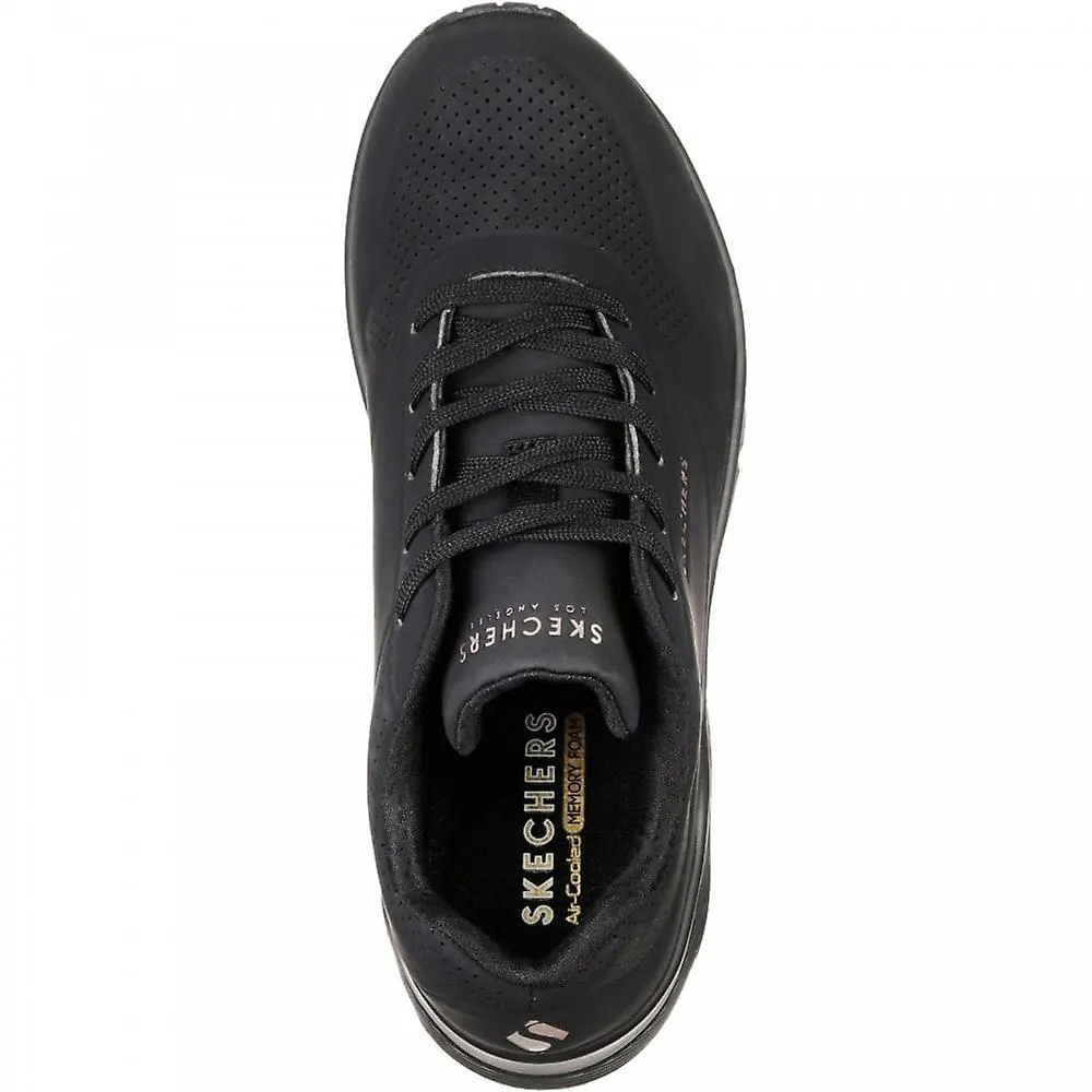 Skechers Uno Stand On Air para mujer | Negro | Zapatilla de moda con cordones para mujer
