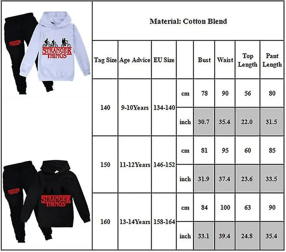 Stranger Things Niños Niños Chándales Outfits Chicas Sudadera con capucha Pantalones de chándal Deportes Causal Conjunto de ropa