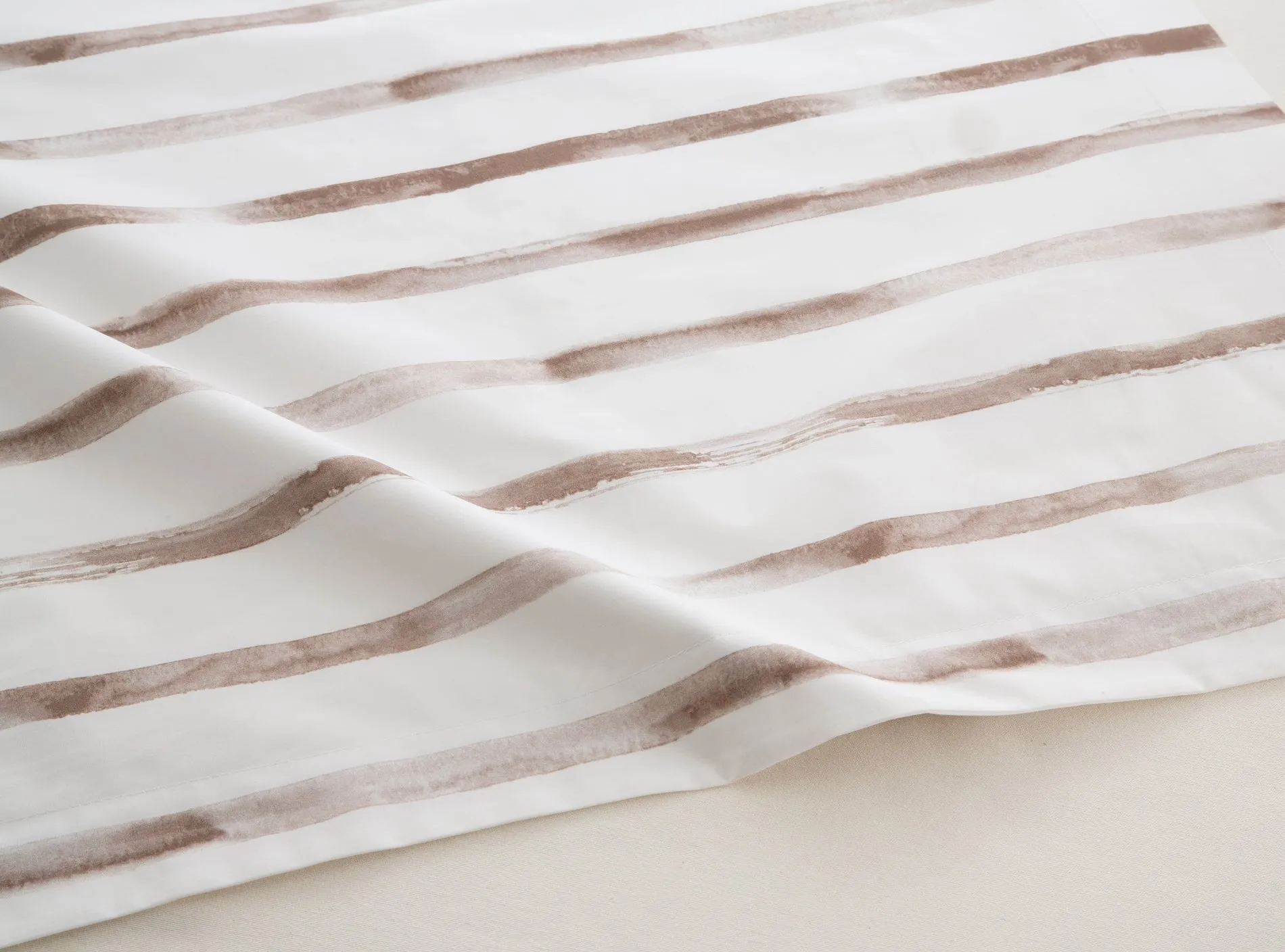 SáBANA ENCIMERA DE ALGODóN PERCAL 200H CAMA 135  RAYAS BEIGE