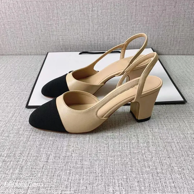Tacones altos Zapatos de moda Cuero genuino Abierto en Formal Tacón grueso Sandalias Sandalias ballet plano diseñador zapato moc