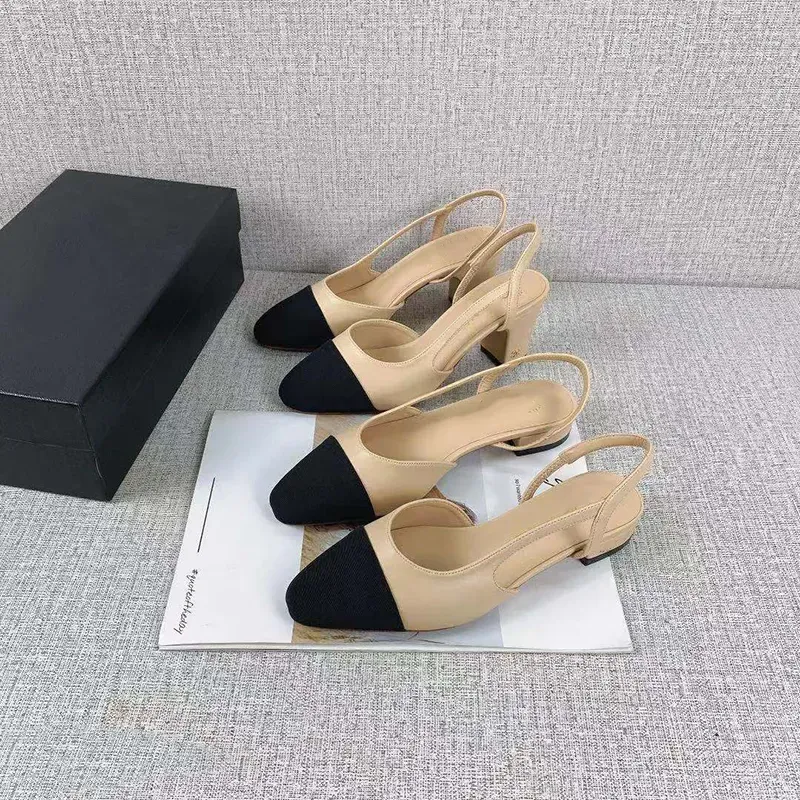 Tacones altos Zapatos de moda Cuero genuino Abierto en Formal Tacón grueso Sandalias Sandalias ballet plano diseñador zapato moc