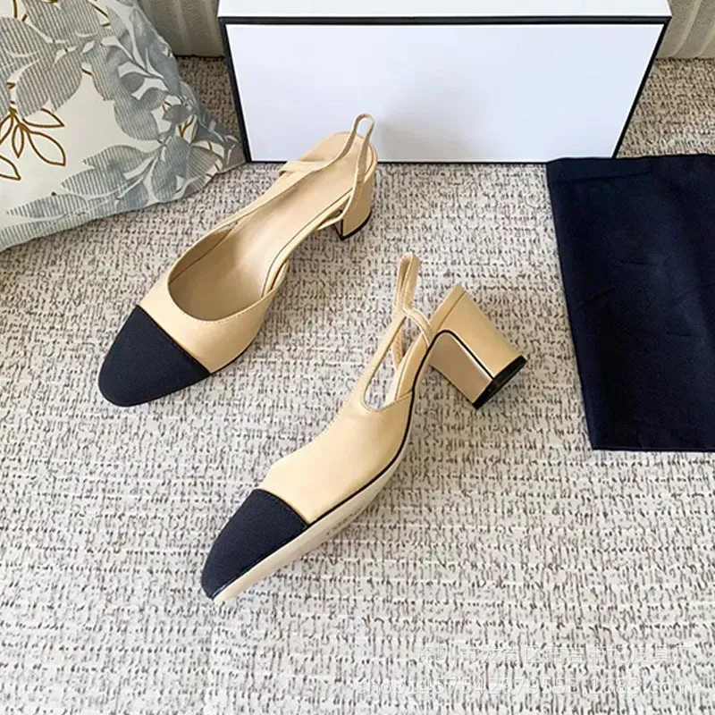 Tacones altos Zapatos de moda Cuero genuino Abierto en Formal Tacón grueso Sandalias Sandalias ballet plano diseñador zapato moc