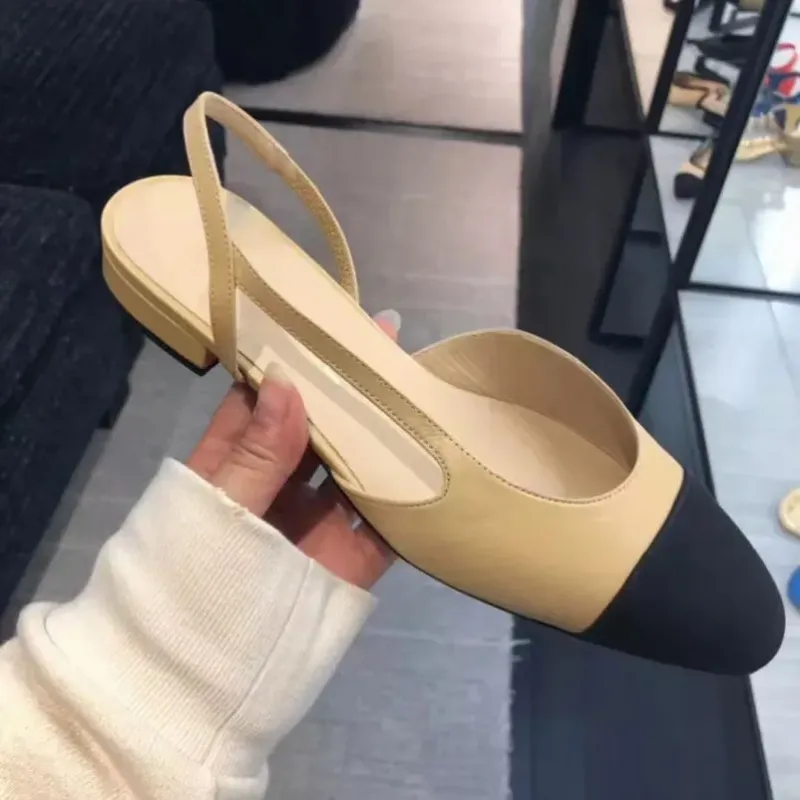 Tacones altos Zapatos de moda Cuero genuino Abierto en Formal Tacón grueso Sandalias Sandalias ballet plano diseñador zapato moc