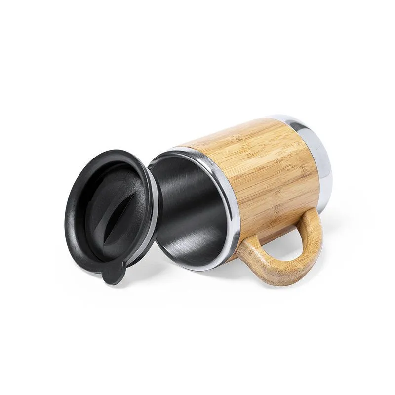Taza con tapa corporativa bambú 300 ml Vanatin