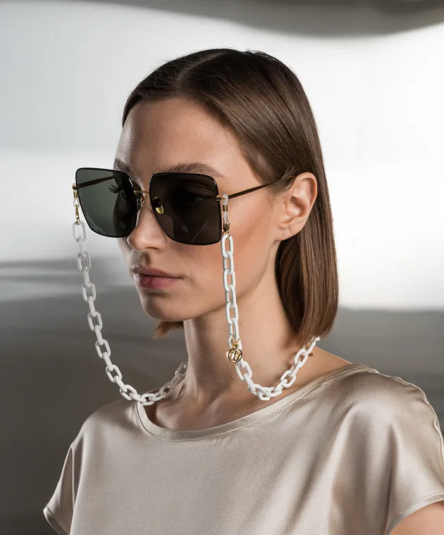The Attico by Linda Farrow White chain for SMALL SQUARE glasses