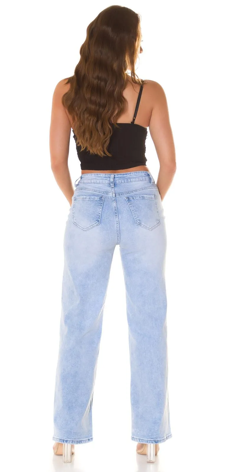 Top bandeau corto y brillantes negro