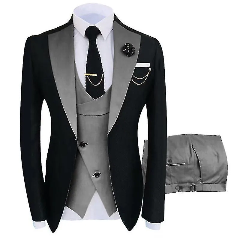 Trajes de caballero para hombre Stage Esmoquin para hombre Chaqueta ajustada de 3 piezas + Pantalones + Chaleco