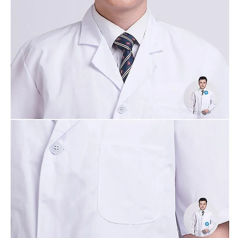 Verano Unisex Blanco Bata de Laboratorio Bolsillos de Manga Corta Uniforme De Trabajo Usar Médico Ropa de Enfermera