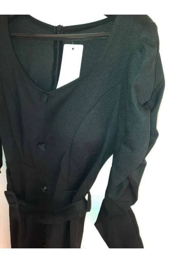 Vestido cinturón pecho acolchado botones Italia