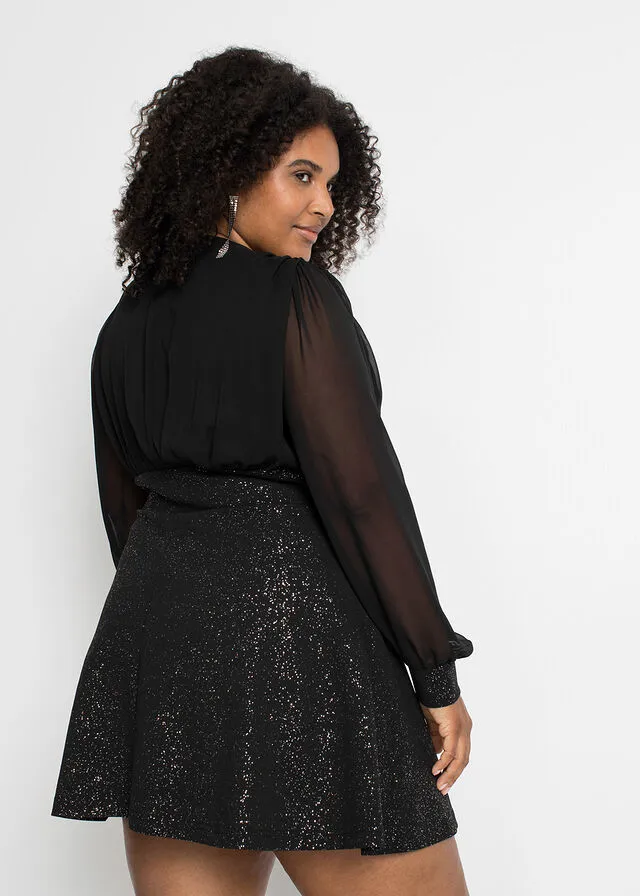 VESTIDO CON BRILLANTES NEGROPLATEADO