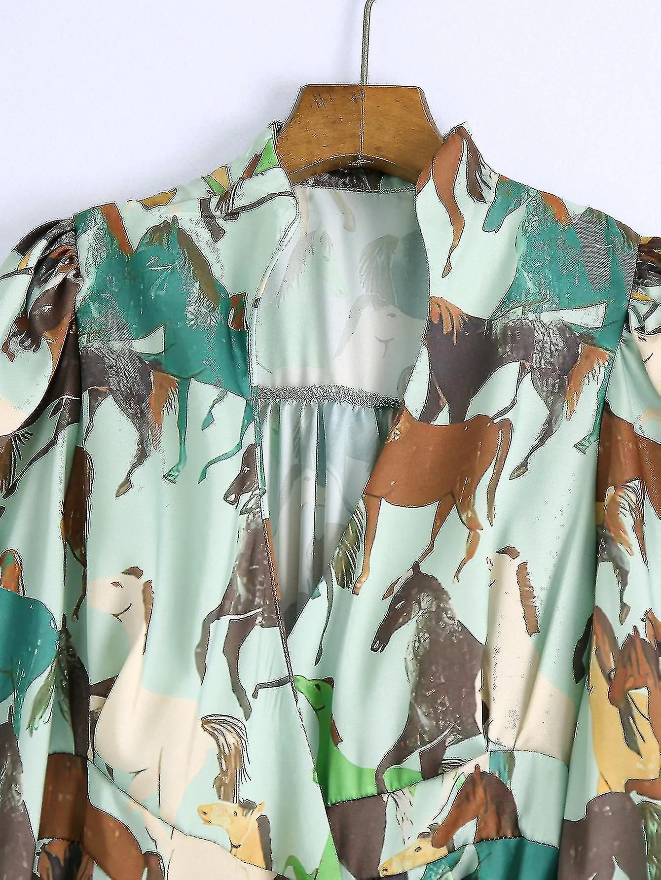 Vestido de manga larga con estampado de caballo para mujer