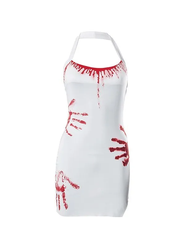 Vestido estampado con cuello halter de moda
