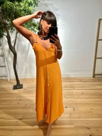 Vestido Largo Arandelas SWABBY Naranja