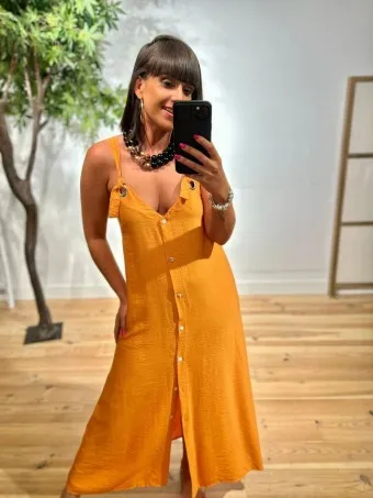 Vestido Largo Arandelas SWABBY Naranja