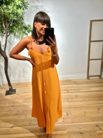 Vestido Largo Arandelas SWABBY Naranja