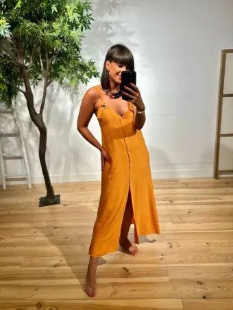 Vestido Largo Arandelas SWABBY Naranja